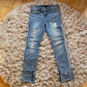 Express Stylish Mid-rise Blue Distressed Women Jeans 2